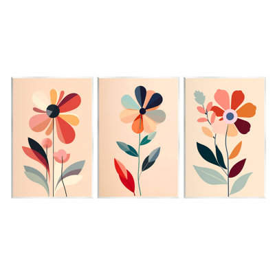 "Funky Modern Flowers", ensemble de 3 plaques murales par Walker Noble