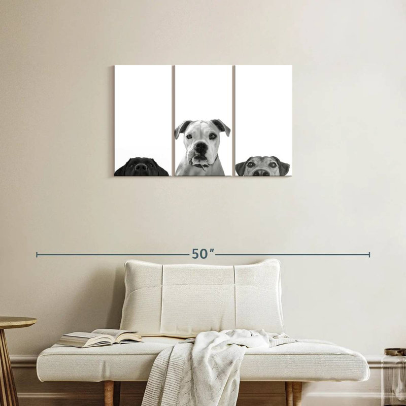 «Curious Dogs», reproduction sur toile, H 20 po x l 33 po x P 1,25 po