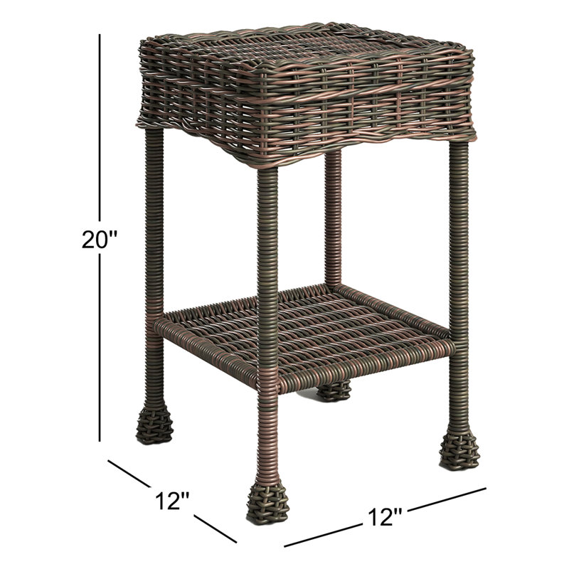 Square Metal Outdoor Side Table , 12'' in. W 12'' in. D, Antique Pecan
