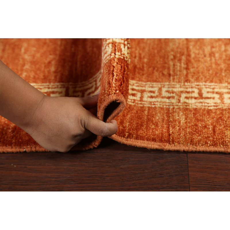 Tapis de couloir oriental orange Gabbeh Kashkoli noué à la main