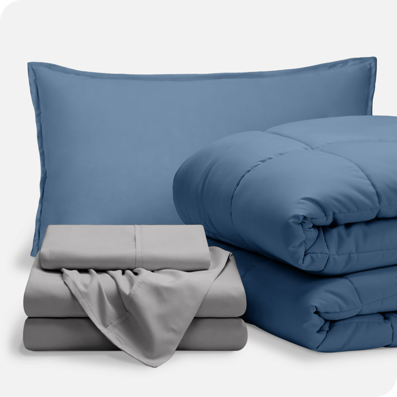 Modern & Contemporary Comforter, Twin Comforter + Pillowcases, Coronet Blue/Light Gray