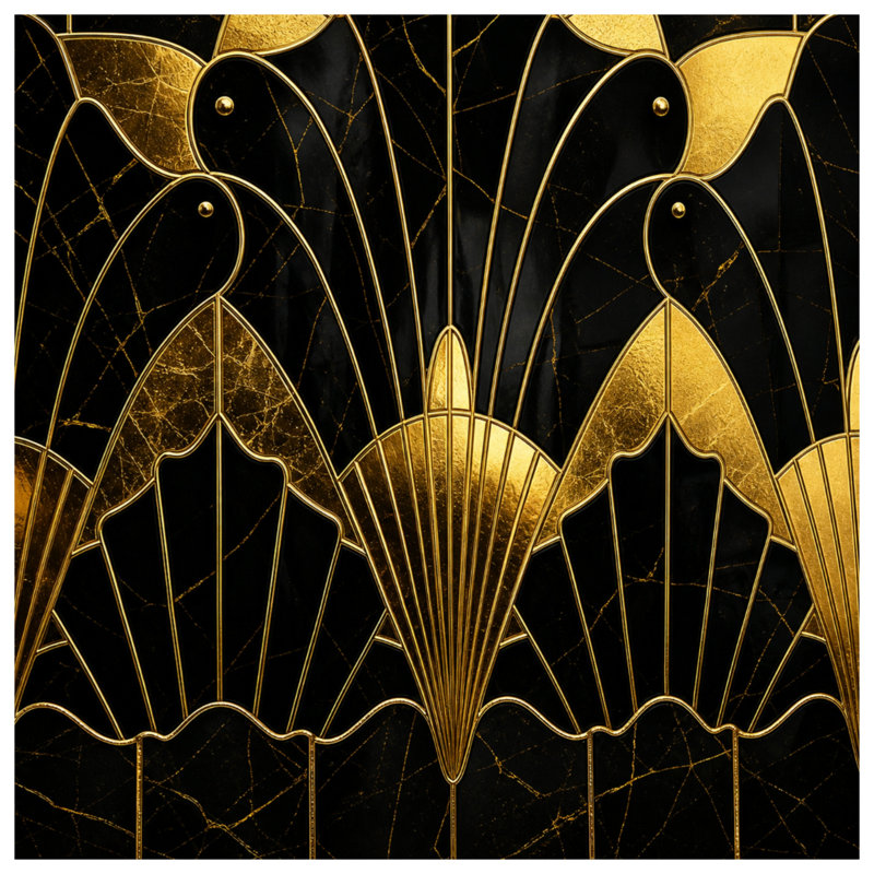 Couvertures dorées Art Deco, L 50 po x H 60 po