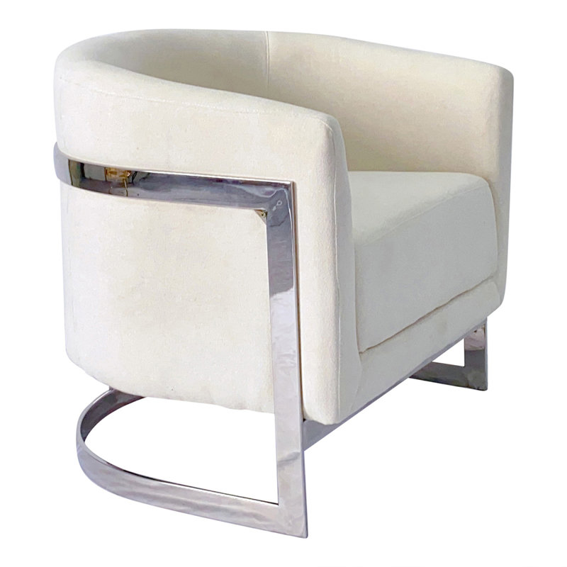 Fauteuil moderne, fauteuil d'appoint, fauteuil moderne, fauteuil, Argent argent, Velours blanc
