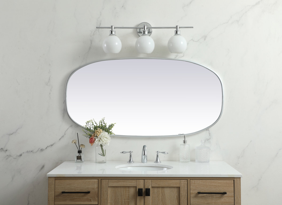 Bertin Metal Oval Wall Mirror, Silver, 48"  x 24" 