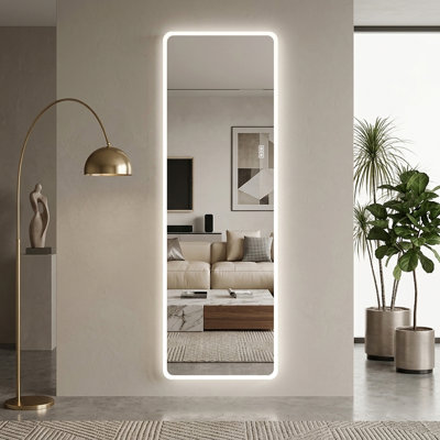 Miroir mural moderne à DEL pleine longueur à intensité variable en trois couleurs à intensité variable HD