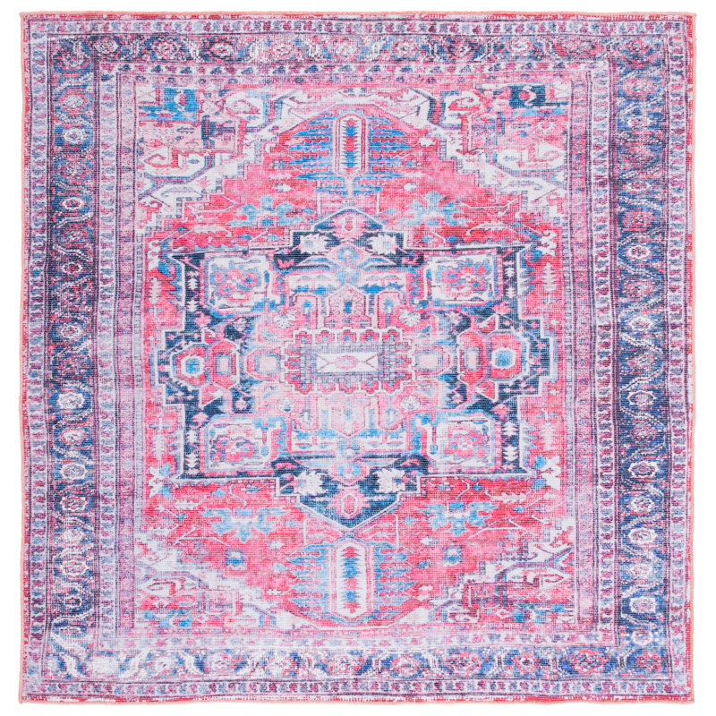 Tapis oriental bleu marine / rose Kingsford, Carré 6 pi 7 po