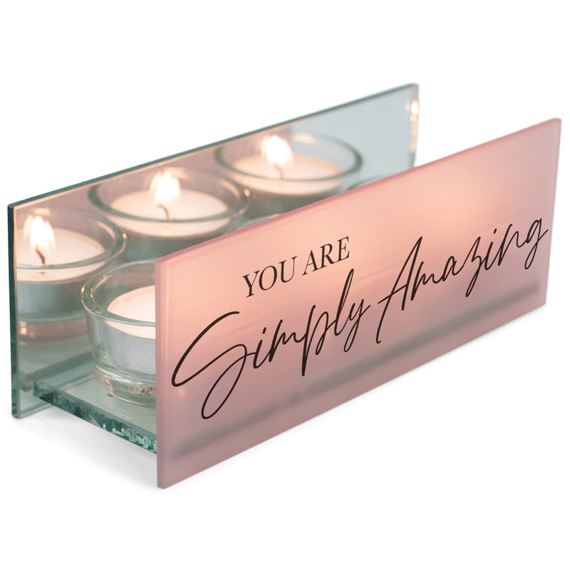 2.5'' H Glass Tabletop Tealight Holder with Candle Included