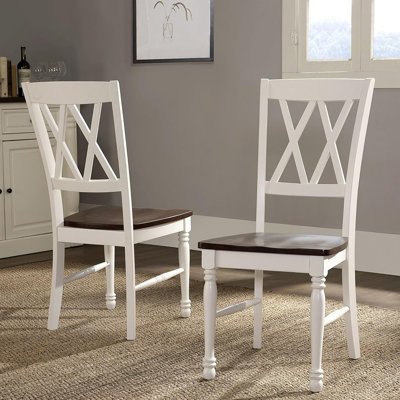 Shelby Traditional Wood X-back Dining Chairs Set Of 2, Distressed White Kitchen Chairs