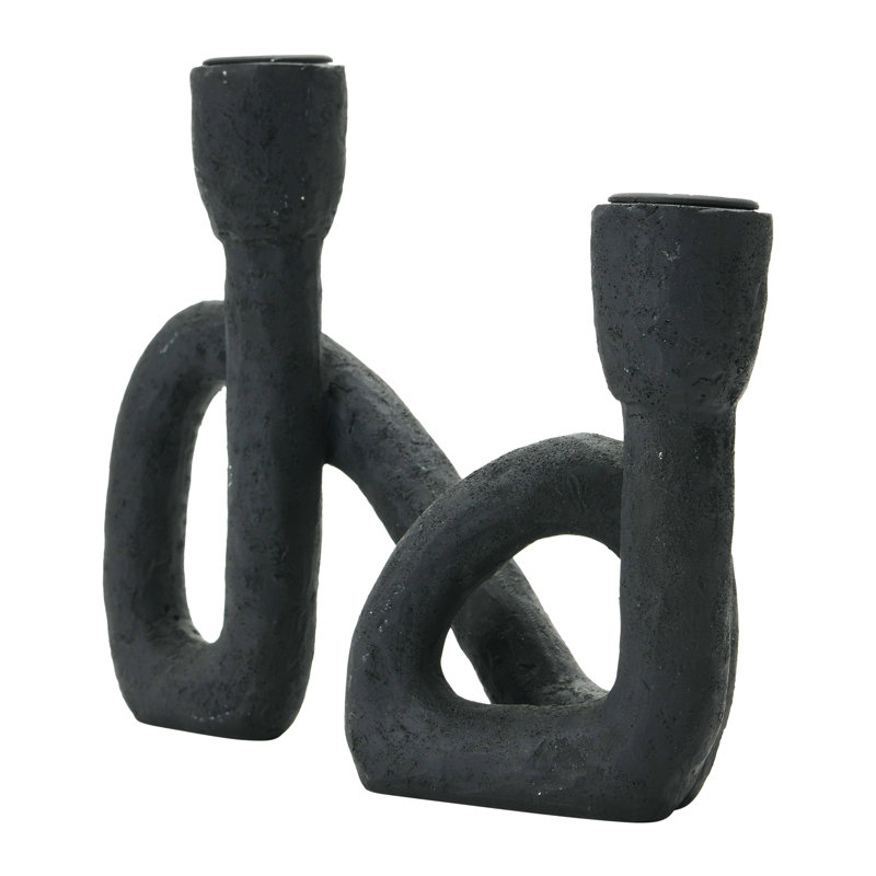 Porte-bougie décoratif en résine, Noir