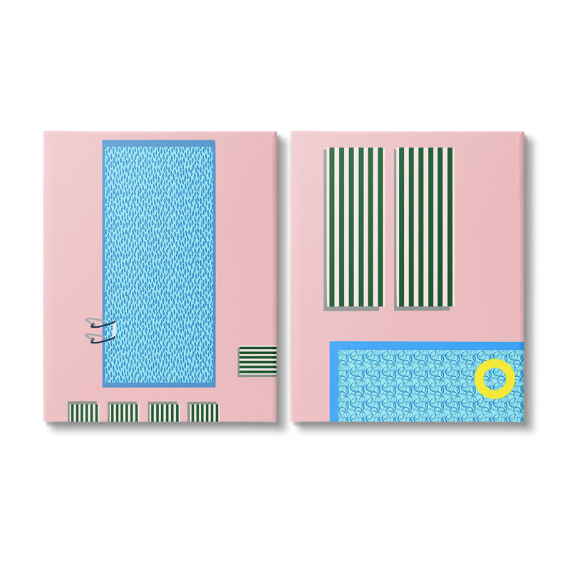 "Cadre moderne pour piscine" par Regina Moore, 2 pièces sur toile, Estampe numérique Farmhouse, H 30 po x l 24 po