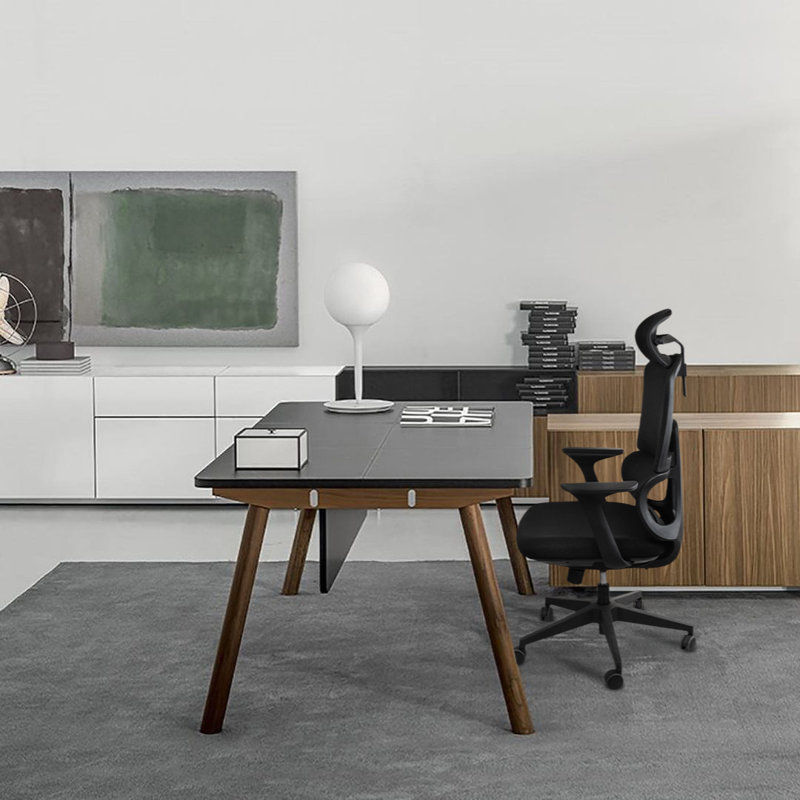 Chaise de bureau ergonomique en filet Liora avec appui-tête réglable, soutien lombaire et dossier respirant