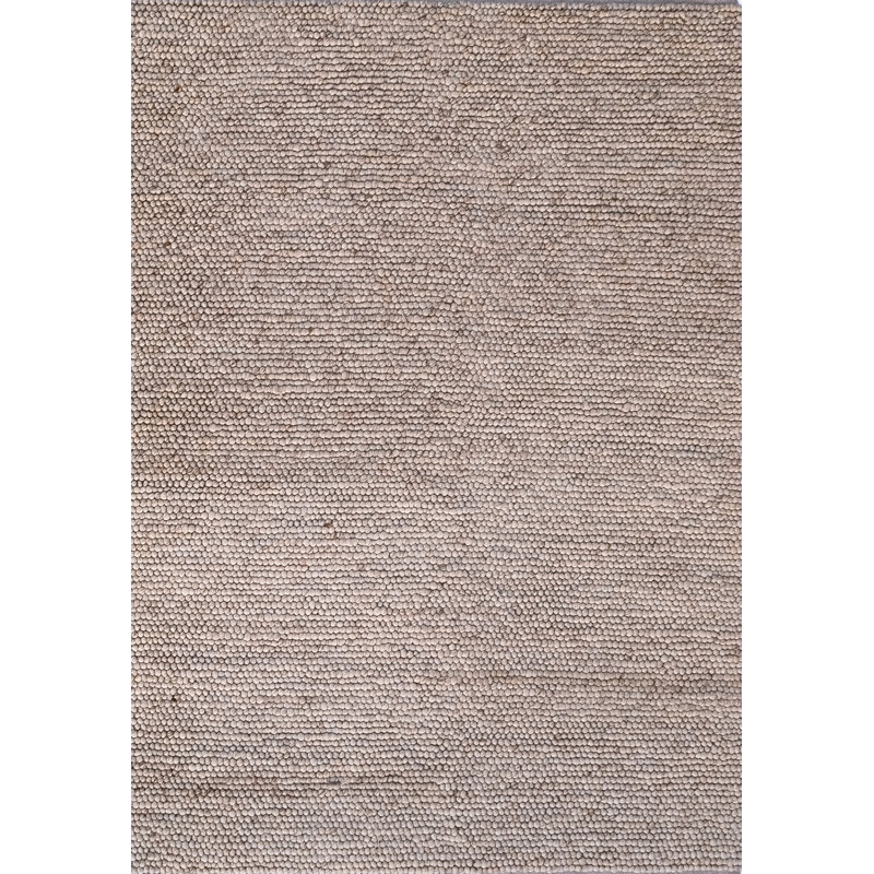 Tapis en laine / nylon noué à la main de couleur unie Jossi, Rectangle 6 pi 6 po x 9 pi 6 po, Ivoire/beige