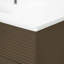 Meuble-lavabo de luxe 36 pouces à rayures avec rangement à double porte à fermeture en douceur et lavabo en céramique de qualité supérieure, brun foncé