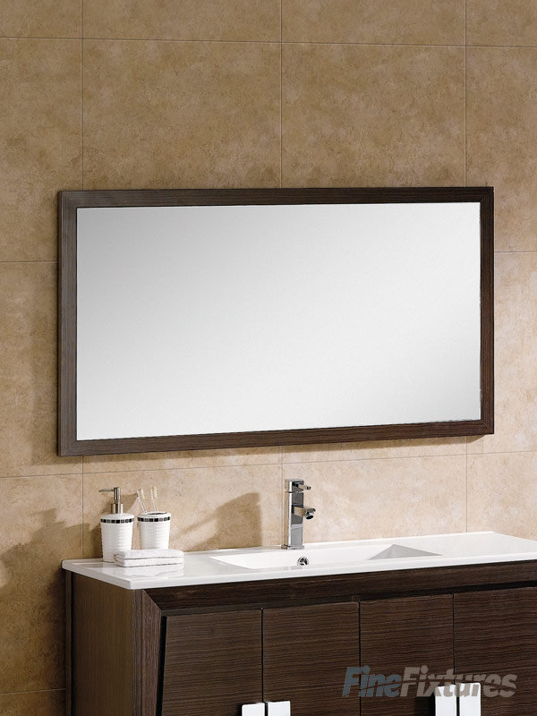 Heyer Wood Flat Wall Mirror, Ebony Wave