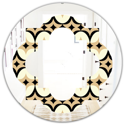 Quatrefoil Abstract Retro Geometrical Design VII Modern Frameless Wall Mirror