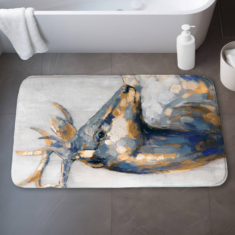 Golden deer Bath Mat with Non-Slip Backing - Quick Dry Memory Foam Bathroom Rug - Absorbent - Modern Plush Spa-Style - Machine Washable