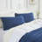 Waffle Weave Navy Blue Cotton King Sham Set of 2-119070205-119070213