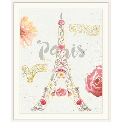 Paris Blooms " Paris Blooms I " Textual Art Print
