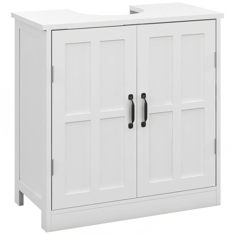 Meuble-lavabo de salle de bain, meuble-lavabo piédestal avec tablette réglable, blanc