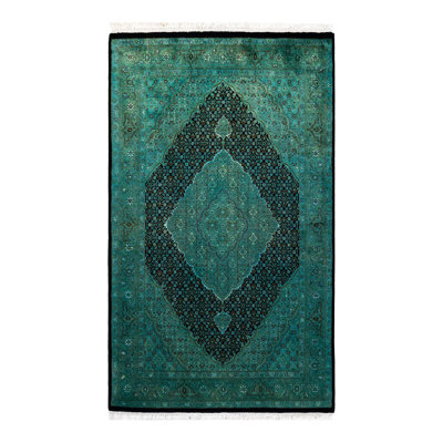 Tapis bleu noué à la main de conception unique Holsworth - bleu