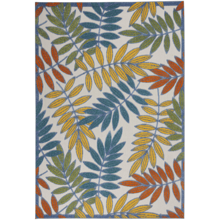 Leonhardt Floral Green/Blue/Yellow/Orange Indoor/Outdoor Area Rug