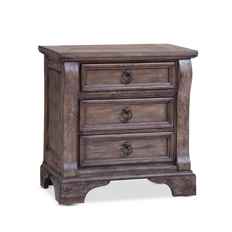 Dunham 3 Drawer Nightstand, Rustic Charcoal
