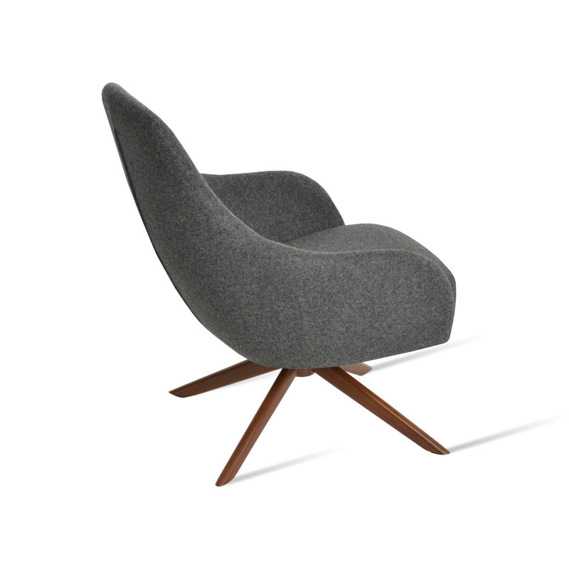Chaise longue pivotante Gazel, Noyer, Gris foncé