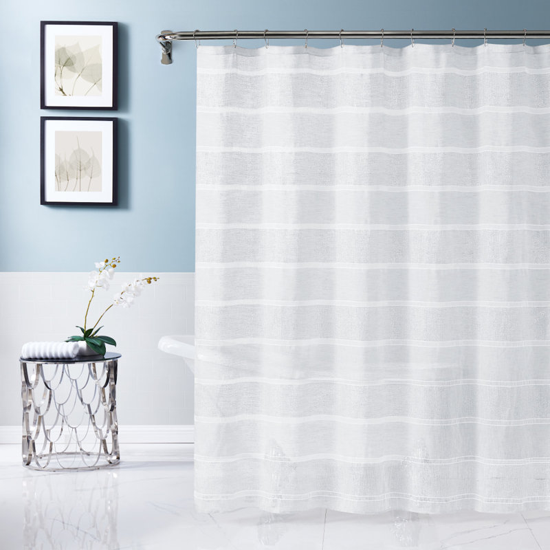 Rideau de douche rayé simple, Blanc