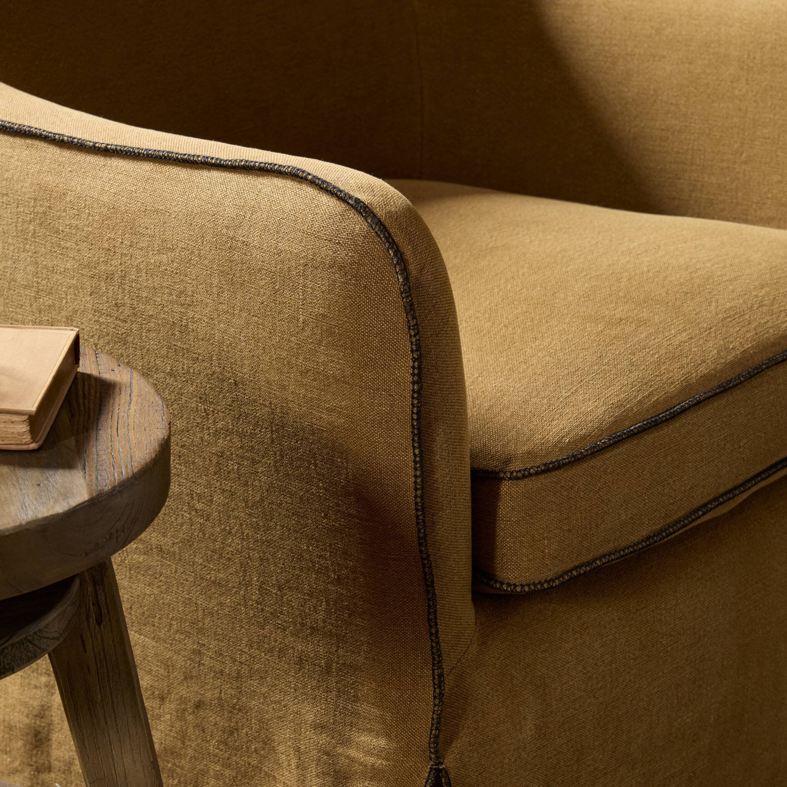 Devon Slipcover Swivel Chair-Broadway Dune, Broadway Gilt