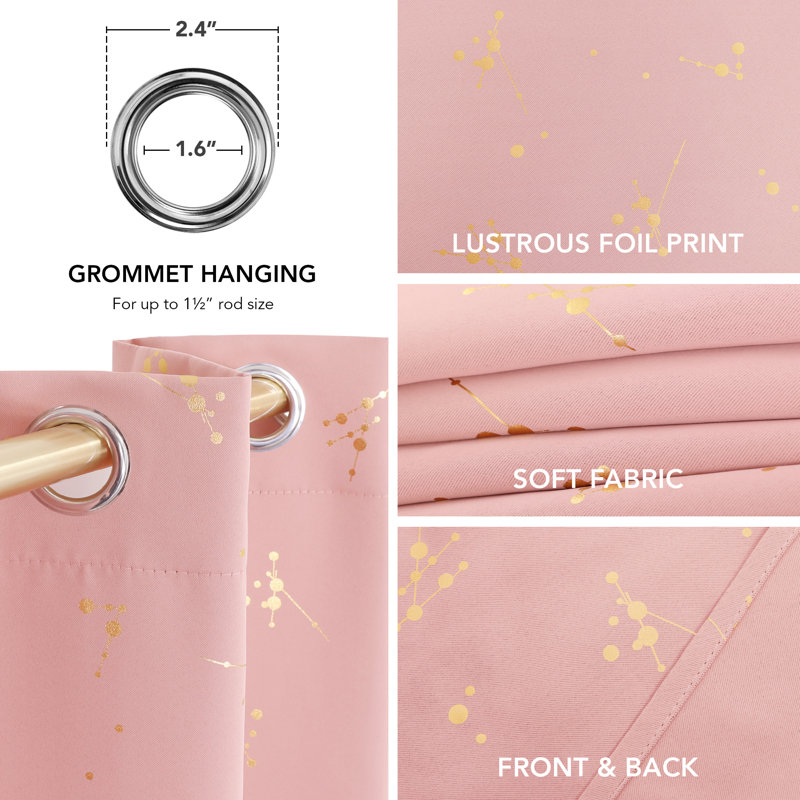 Makvala Room Darkening Curtain Pair, Coral Pink, 52" W x 54" L