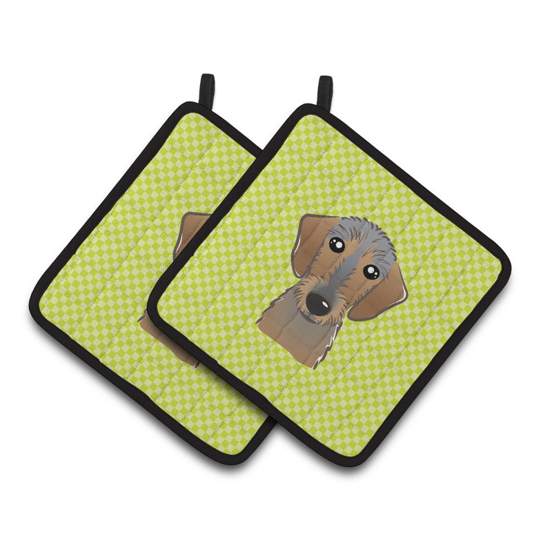 Caroline's Treasures Checkerboard Polyester Potholder, Lime Green