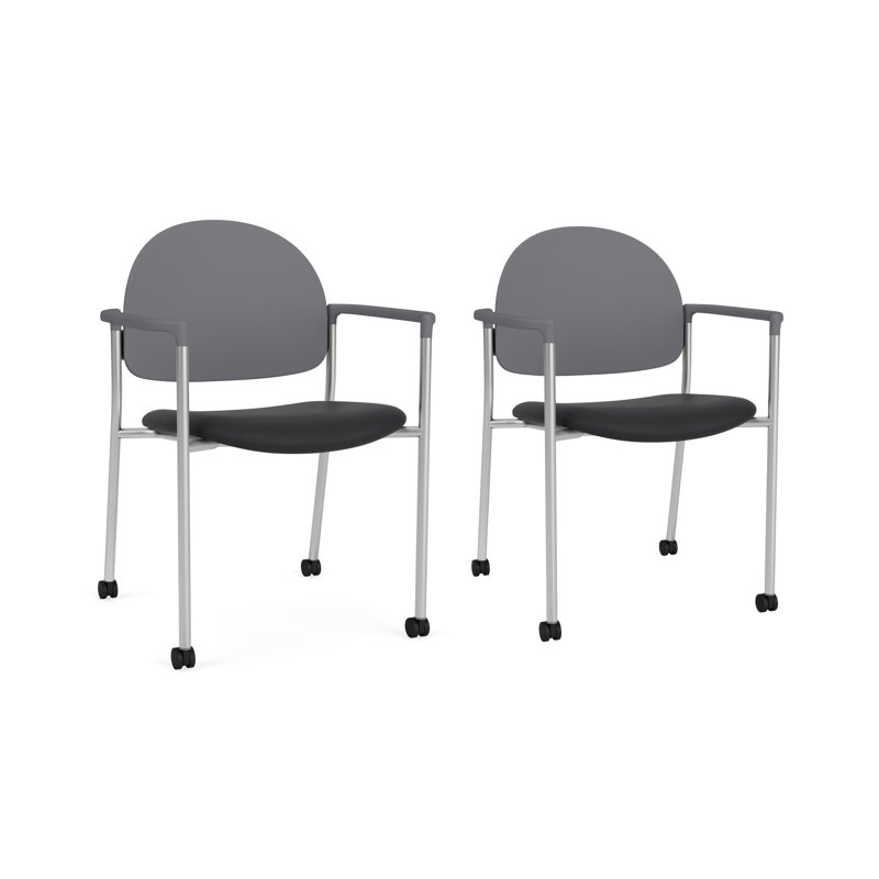 Chaise d'invité à chat avec roulettes, Argent, Modena Graphite / Flint Grey Poly