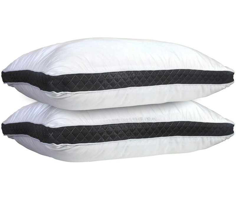 Fiber Pillow, King, White/Dark Gray