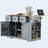 53inch Large Kitchen Island with Drop Leaf,Power Outlet,Door Internal Storage Rack,Rolling Kitchen Cart on 5 Wheels with 5 Open Side Racks for Kitchen,Grey Blue-129122415