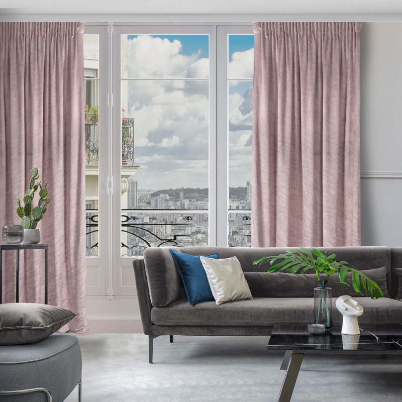 Adaelyn Blackout Curtains Single Panel, Rose