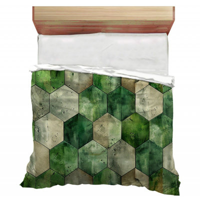 Édredon hexagonal en mosaïque texturé vert