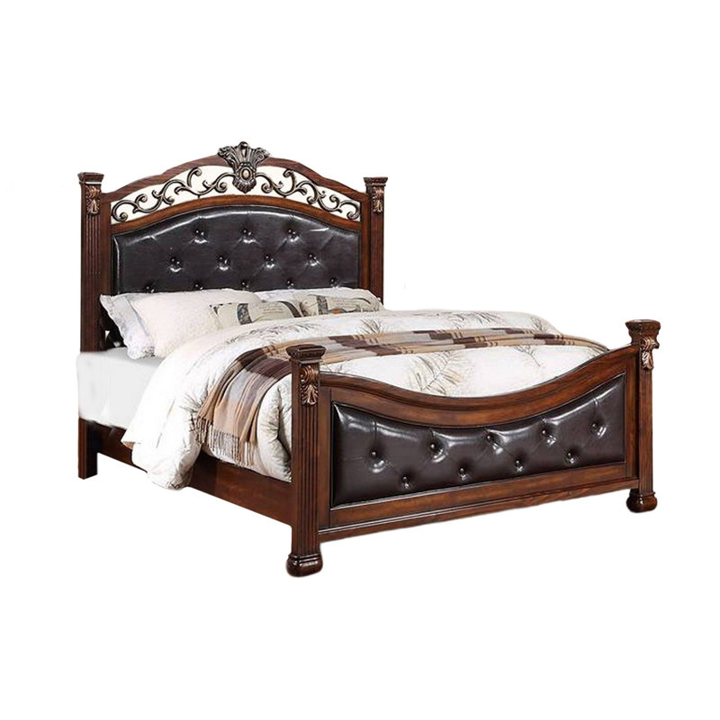 Lit plateforme tapissier Spigner, Grand, Brun / gris