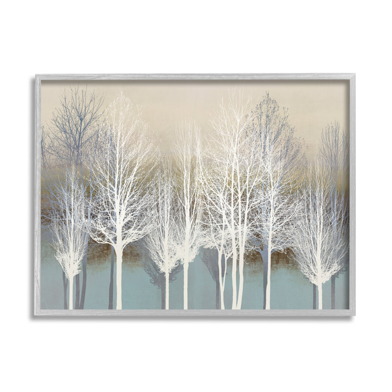 «Winter Tree Forest Silhouettes Over Abstract» par - Impression, H 16 po x l 20 po x P 2 po, Estampe numérique Farmhouse