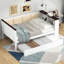 Lit de jour simple en bois avec tablettes de rangement, dossier rembourré, port USB et lit gigogne-875192828