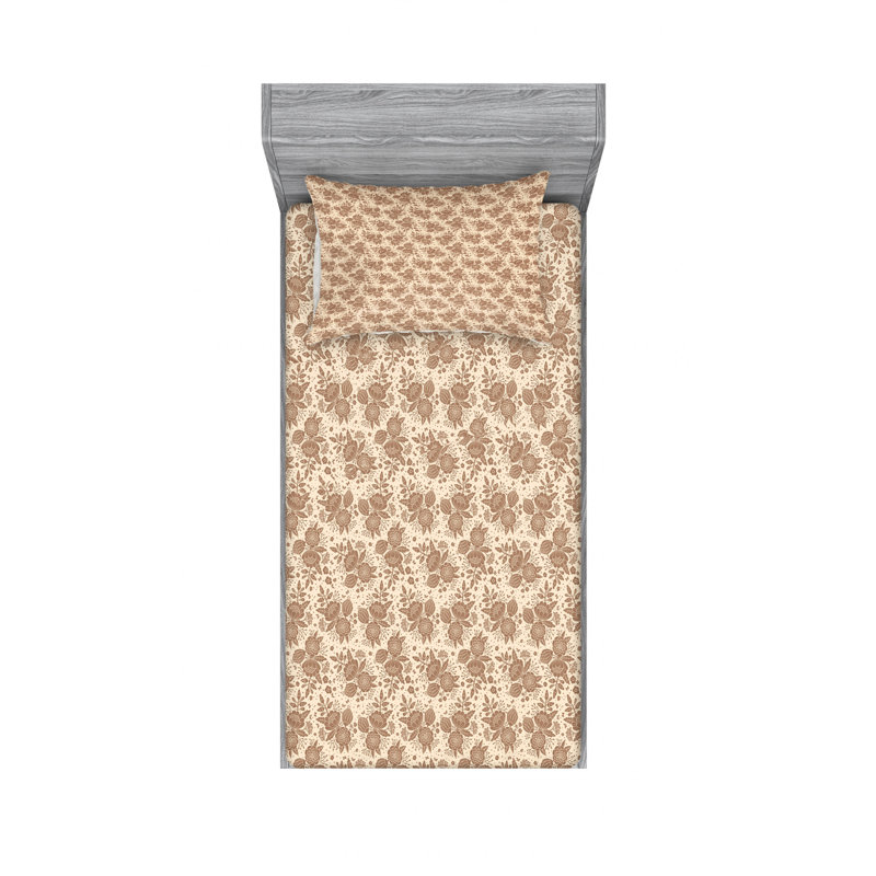 Microfiber Floral Sheet Set, Twin Sheet Set with Fitted Sheet
