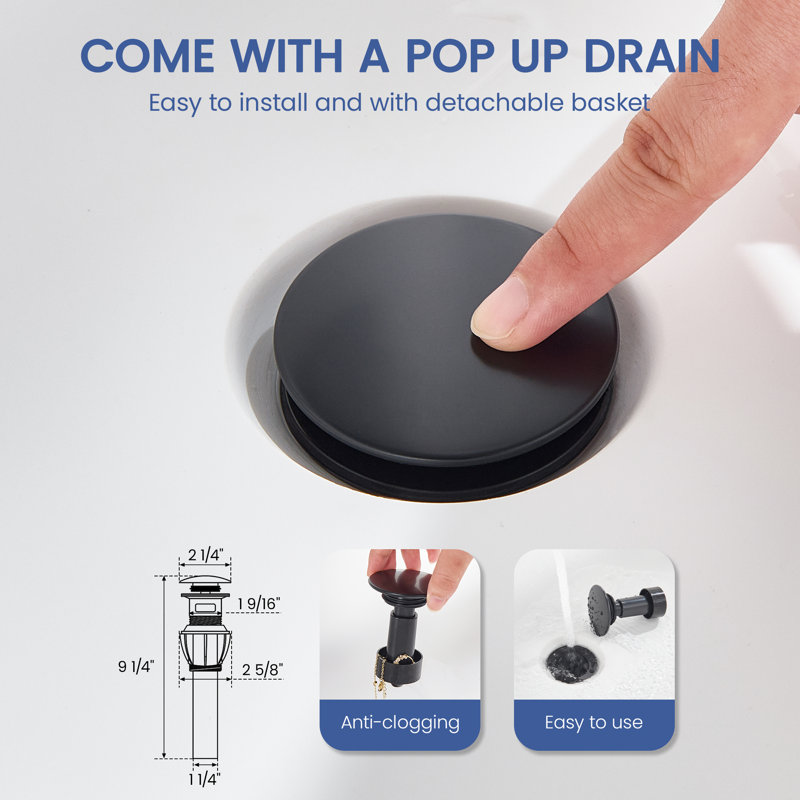 4 In. Centerset Double Handle High Arc Bathroom Sink Faucet With Pull Out Sprayer And Pop Up Drain, Matte Black