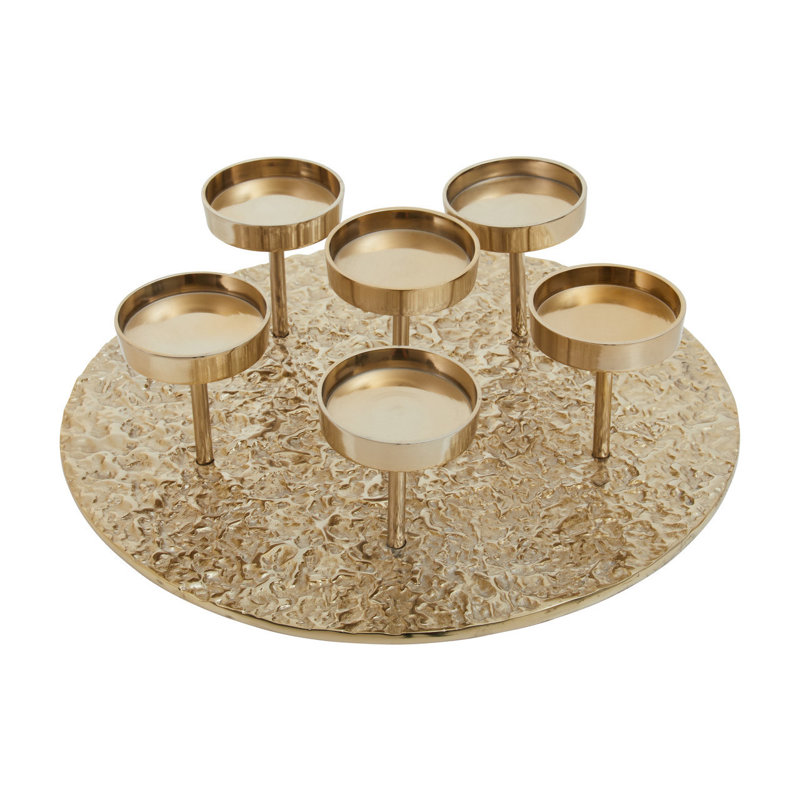 Beric Metal Tabletop Tealight Holder, Gold