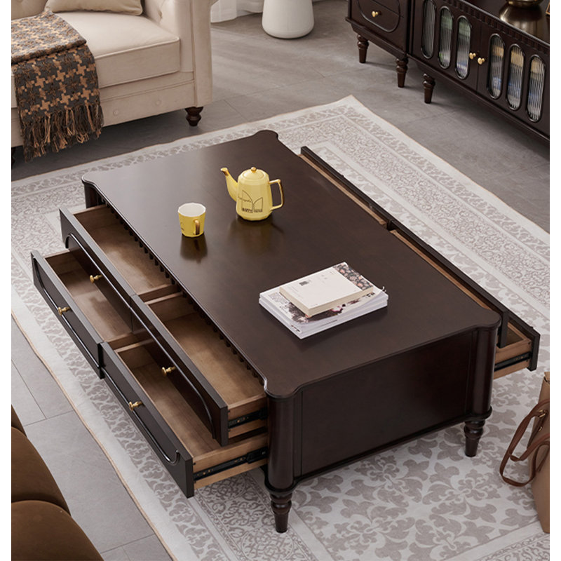 Table basse vintage en bois massif, H 19,69 po x L 48,82 po x l 27,17 po