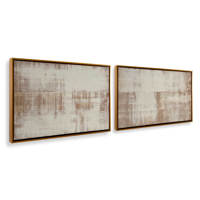 «Faded Horizons», ensemble de 2 impressions, Cadre flottant doré poli, 32 po x 48 po