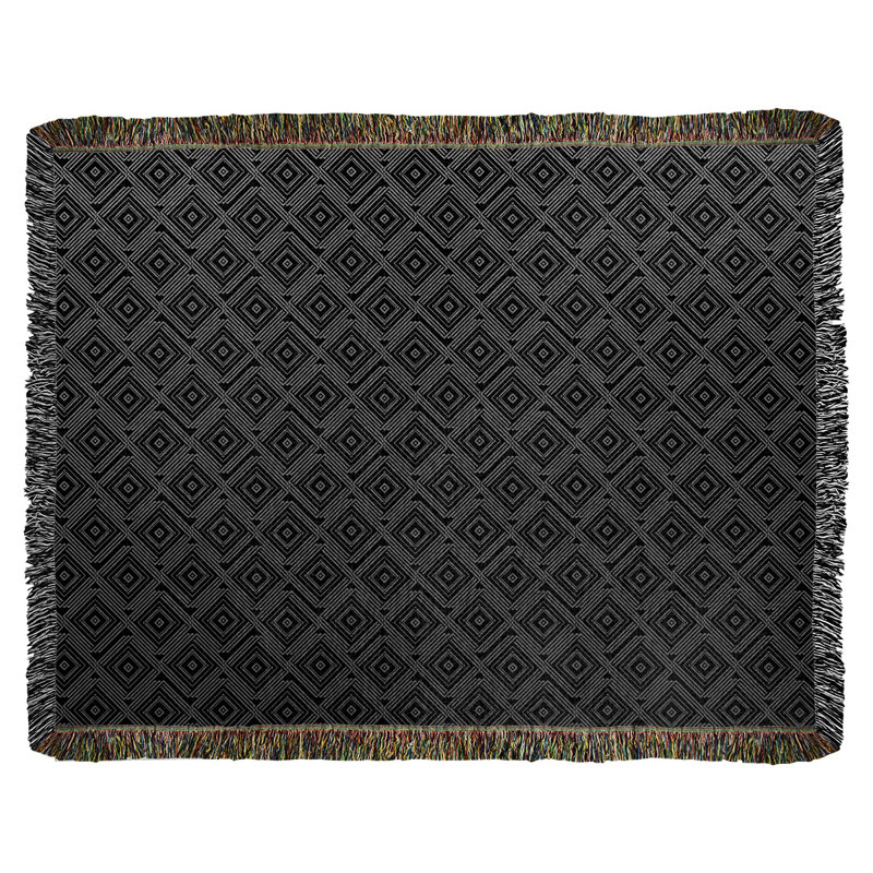 Couverture en coton tissé Katelyn Elizabeth, l 37 po x L 52 po, Gris