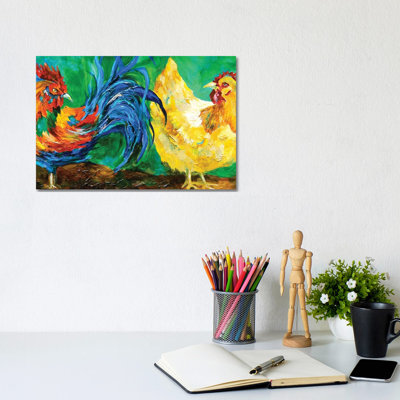 Chickens 1 Piece Wrapped Canvas Painting