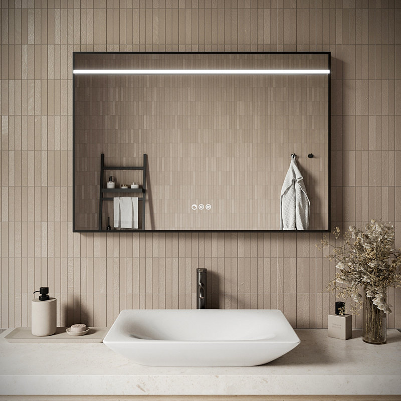 Streamline Rectangular Framed LED Bathroom Vanity Mirror with Defogger, Dimmability, Color Temperature Change