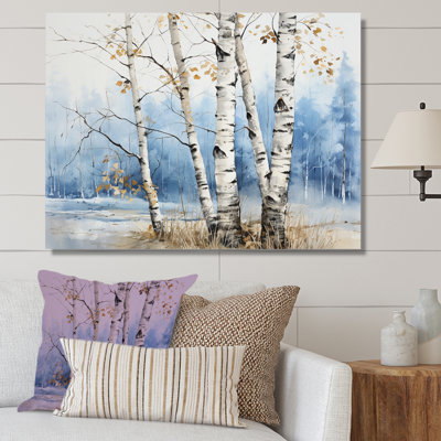 «White Birch Trees Forest Winter Scenery II», reproduction sur toile