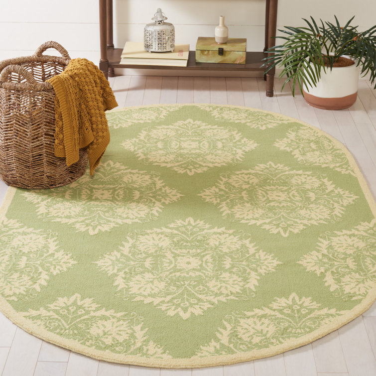 Hollander Floral Hand-Hooked Wool Green Area Rug