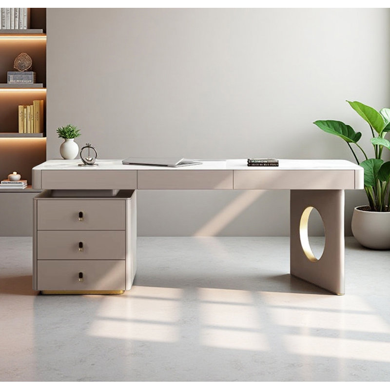 Bureau italien de luxe en pierre frittée avec tiroirs Italian Light, H 29,53 po x l 55,12 po x P 27,56 po